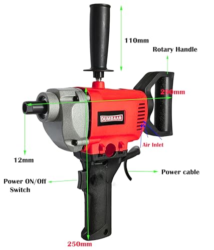 Image of Inditrust Dumdaar AP 1250W Paint Mixer Machine with Spiral Rod | 100% Copper Winding Motor | Heavy Duty Electric Mixing Drill for Paint, Cement & Putty | Special Coated Rod