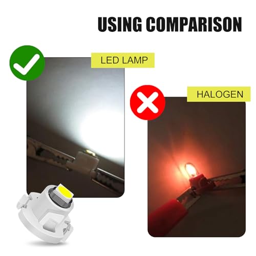 Image of 10 PCS Car T4.2 LED Bulbs, 12 V 3030 SMD High Brightness Dashboard Indicator Light, Plug and Play Wide Angle HVAC Climate Control Bulb, Interior Lighting Replacement for Car (White)
