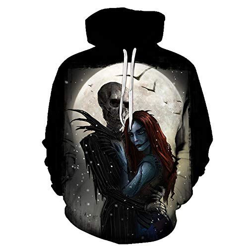 CHWEI Knitted Hat Sudaderas con Capucha para Parejas En 3D Patrón De Terror Sudadera con Cremallera