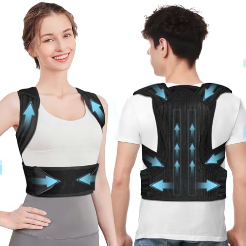 AYESY Corrector Postura Espalda para Hombre Mujer, Corrector de Postura Transpirable y Ajustable Espalda Recta Correctores Postural Cómodo Alivio del Dolor de Espalda y Cervicales (Negro, L)