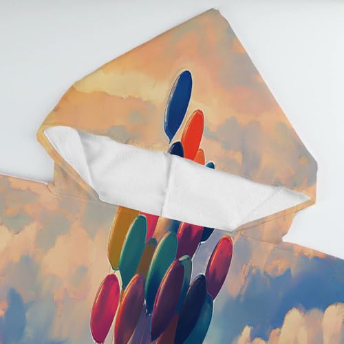 Peignoir poncho de bain imprimé montgolfière microfibre pour plage et surf