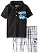Calvin Klein Baby Boys' Black Polo Top with Plaid Cargo Shorts