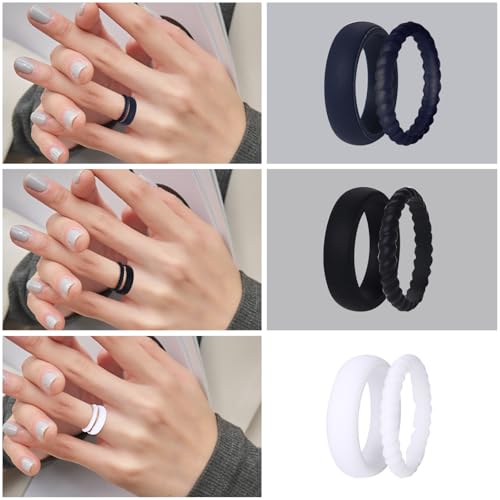 OIDEA Women's Silicone Rings Set: Thin and Stackable Rubber Wedding Engagement Ring Bands Valentine's Day Gift Jewelry Gifts for Women Ladies3