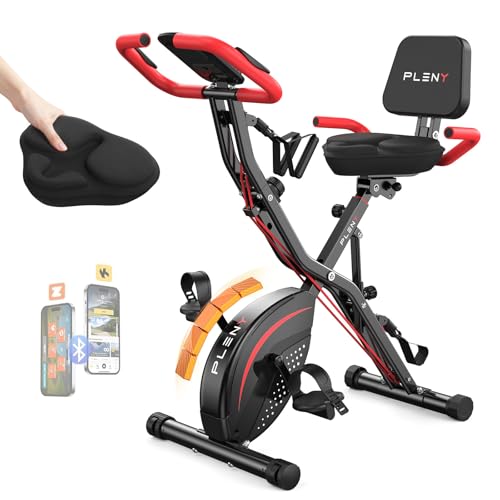Pleny Folding Exercise Bike, 5 IN 1 Stationary Bikes for