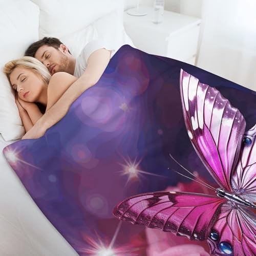 Couverture flanelle douce et moelleuse motif papillons - 7