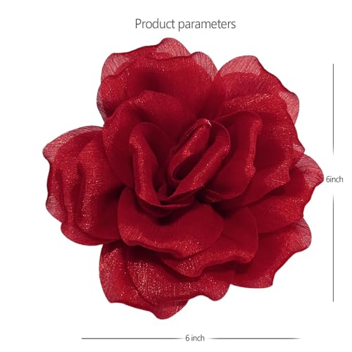 Image of Flash Camellia Flower Brooch Pin for Women Men Elegant Texture Fabric Dahlia Rose Floral Brooches Lapel Pins Dainty Wedding Holiday Party Costume Dress Accessories Jewelry