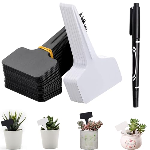 HANIUTTY 100 Piezas Etiquetas Plant,Marcadores de Plástico en Forma de T 6 x 10 cm Etiqueta de Plástico Impermeable de PVC para Jardín, Plant en Maceta,Accesorios de Efecto Invernadero