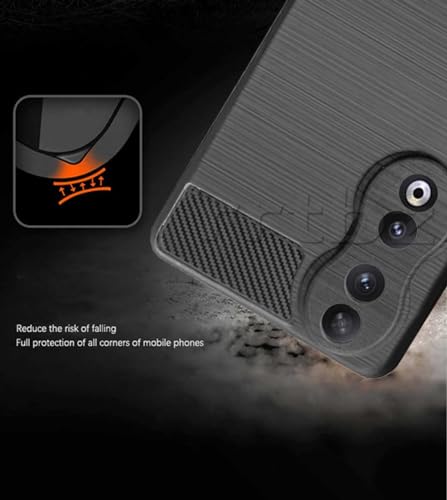 Image of NPRC Hybrid Ultra Slim Protective Case TPU Non-Slip Carbon Fiber Texture Shockproof Case Cover for Honor 90 - Black