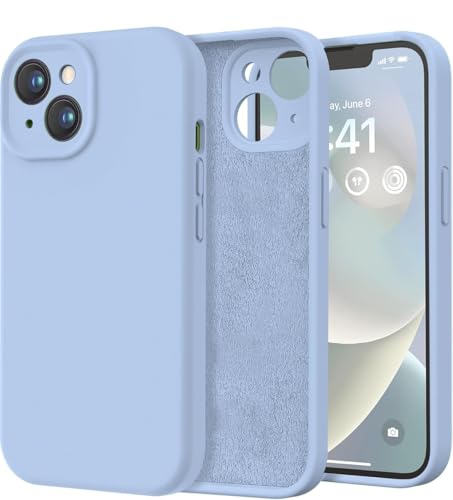 Image of Elzzi Microfiber Square Candy Case Compatible for iPhone 14, Shockproof Slim Back Cover Liquid Silicone Case - Carolina