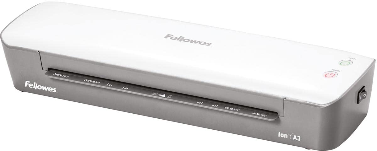 Fellowes Ion A3 Laminator for Office, Home Office - Hot Laminating Pouches up to 125 Micron Thick - with 10 A4 Laminating Pouches