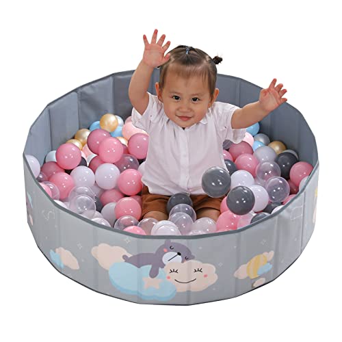 Image of LimitlessFunN Foldable Double Layer Oxford Cloth Kids Ball Pit, Play Ball Pool with Storage Bag (Balls Not Included) Playpen for Baby Toddlers (48 Inch, Large, Grey)