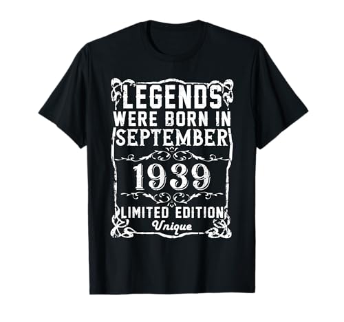 Cumpleaños Septiembre 1939 Edición Limitada Regalo Vintage Camiseta