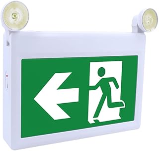 Combo Exit Sign Running Man & Emergency Light with Battery Backup, 120/347VAC ,6K LED with 2 Heads LED 1.2W x 2, Thermoplastic LED Running Man Lighting Fixture, Wall Mount, Ceiling Mount & Side Mount