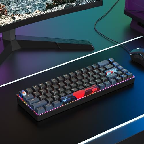 Image of 60 Percent Gaming Keyboard 68 Keys Mechanical Keyboard Rainbow Backlit Compact Wired Keyboard with Red Switch for Windows PS4 /5 Xbox(68 Blue)