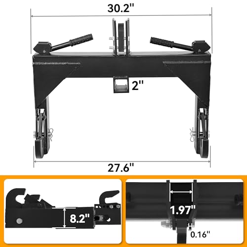 YINTATECH 3000lbs Heavy-Duty 3 Point Quick Hitch,3 Point Hitch Fits for Tractor Category 1 with 2\" Receiver, Black