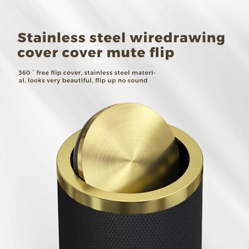 Image of 9L /2.3GAL Small Trash Can with Swing Lid, Waste Paper Baskets for Bathrooms,Black and Gold Trash Can for Bathroom,Bedroom, Powder Room,Office,Laundry Room (9L-Black)