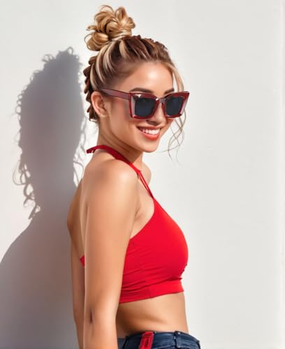 VISOONE Cat Eye Sunglasses Womens Oversized Square Vintage Retro Glasses Cute Trendy Fashion Accessories UV400 Shades Calida4