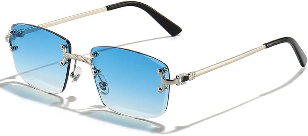 Amazon.co.jp: [HCHES] ブルーグラデーションレンズメタルサングラス  