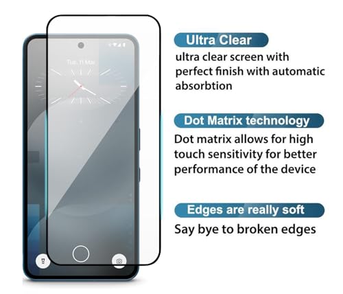 Image of HD Tempered Glass Screen Protector Compatible for Nothing Phone 4A, 4A Pro 5G with Edge to Edge coverage and Easy Installation kit