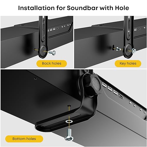Soundbar Halterung zur Montage unter oder über das tv, passend für die meisten Soundbars bis 15 kg, für max. 90 cm, Soundbar Halterung am tv ohne Bohrer – Bild 7
