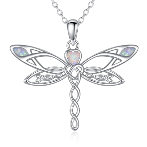 YAFEINI Libelle Kette für Damen 925 Sterling Silber Keltischer Knoten Libelle Anhänger Halskette Schmuck Geschenke
