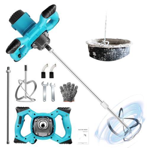 Mörtelrührer 2100W Betonmischer Rührwerk Beton with 6 Speed Rührgerät Mörtel Betonrührer Rührwerke Quirl Mörtelrührer M14 Rühreraufnahme Rührer ø120mm für Mischgut Beton/Mörtel/Putz/Farbe/Kleber