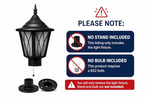 Image of SINOMAN Gate Light for Pillars and Posts Weatherproof Exterior Lighting Fixture Outdoor Lamp for Entrance, Patio Columns and Modern Design for Home Decor (Without Bulb) (Pack of 2)