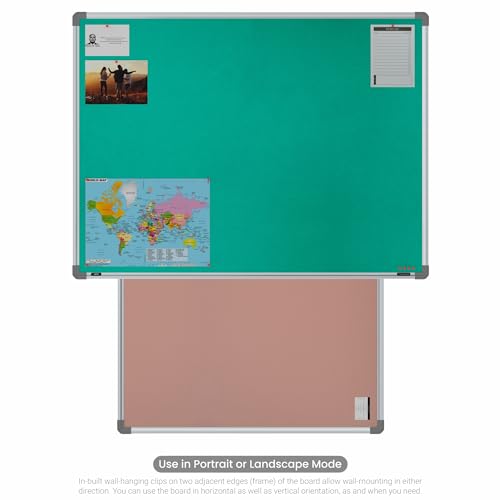 Image of Scholar Art Metis 3x4 Feet Fabric Pin Board for Study Table & Kids Room | Vibrant & Versatile Crape Cloth + High Density Soft Board for Pinning Photos, Sticky Notes & Reminders (Emerald Green)