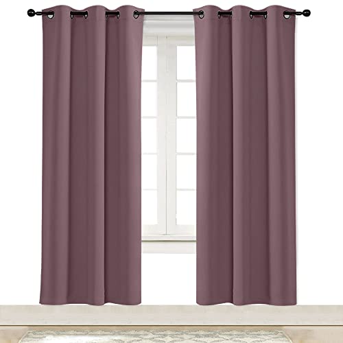 NICETOWN Kitchen Blackout Window Curtain Panel, Dry Rose, 1 Panel, 42 by 72 inches Long, Home Fashion Thermal Insulated Solid Grommet Room Darkening D