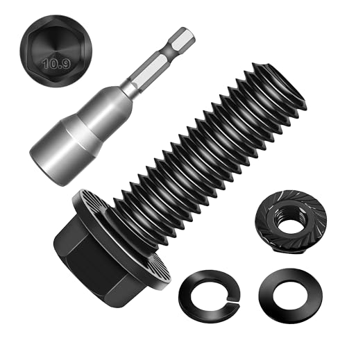Image of (10Sets) M10 Bolt x 30mm Flanged Hex Head Bolts, External Flange Hex Drive M8 Screws, Class 10.9 Black Zinc Plated Alloy Steel Metric M10x1.5 Bolts Kit