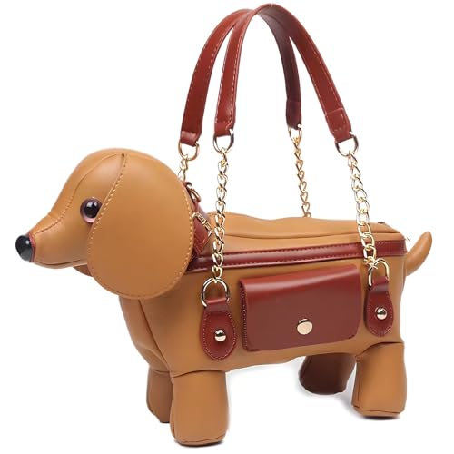 Image of Women PU Leather Unique Novelty Dog Shaped Crossbody Shoulder Bag Handbag Purse