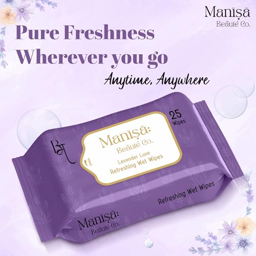 Image of Co. Lavender Luxe Refreshing Wet Wipes | Alcohol-Free, Paraben-Free, Vegan & Cruelty-Free | Soothing & Hydrating Facial Wipes | 250 Wipes (Pack of 10)