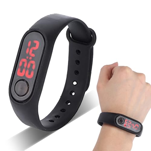 Rastreador de Actividad Física para Rastreador de Actividad: Pulsera de Reloj Digital Inteligente, Pulsera de Fitness Deportiva Delgada de Silicona LED, Electrónica Luminosa para Estudiantes,(negro)