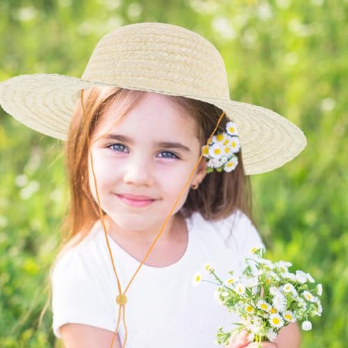 3pcs Wheat Straw Hat for Boy Girl Wide Brim Sun Hat for Outdoor Activities and Crafting Blank Cap for Boy Girl4