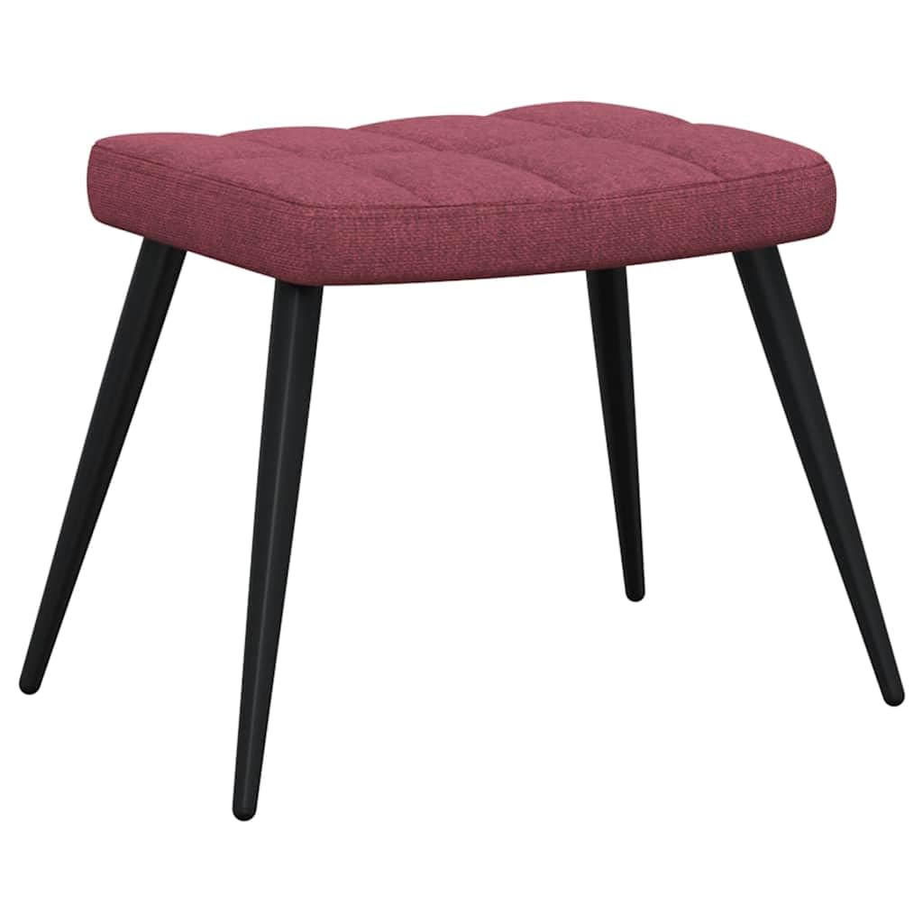 Sillón de relax con taburete, tejido rojo vino, 61 x 70 x 96,5 cm, moderno, cómodo asiento acolchado con patas de madera, para salón, dormitorio, oficina