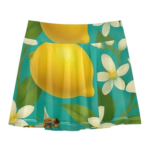 Pleated Girls' Shorts Athletic Skorts Toddlers Tennis Skirts Flowy Skort Vintage Bees Yellow Lemons Green 4t