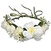 Sunrisee Flower Headband Artificial Floral Crown Wreath with Adjustable Ribbon for Wedding Festivals, White
