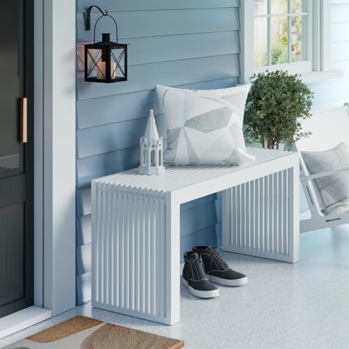 Image of APRTAT Bamboo Dining Bench 35 Inch Indoor Wooden Shoe Benches for Entryway | Entryway Shoe Rack Bench.,Solid Bamboo Benches,for Living Room, Hallway, Bedroom, Bathroom,Easy Assemble,Slatted Design,