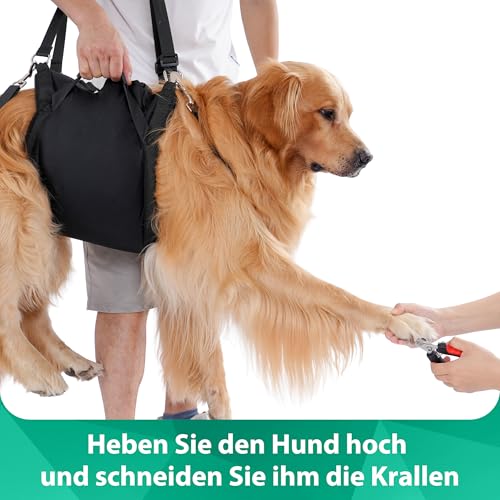 Hundetragetuch & Anschnallgurt Hund Auto,Tragehilfe Hund mit Gehhilfe-Funktion,Verstellbares Reha-Ganzkörpergeschirr als Zuggeschirr oder Notfallrucksack,Für Hunde mit Gelenkproblemen L