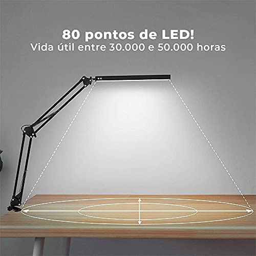 ANIMO SHOP Luminária LED Mesa Articulada Clip Preta