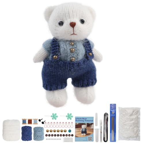 Lewhoo Bear Knitting Kit, All-1 DIY Amigurumi Bear Kit with Wool for Adults