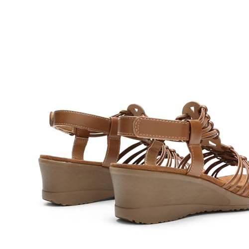 DREAM PAIRS Women's Comfortable Strappy Low Heel Open Toe Slip-On Wedge Sandals Arch Support for Summer Dressy Shoes3