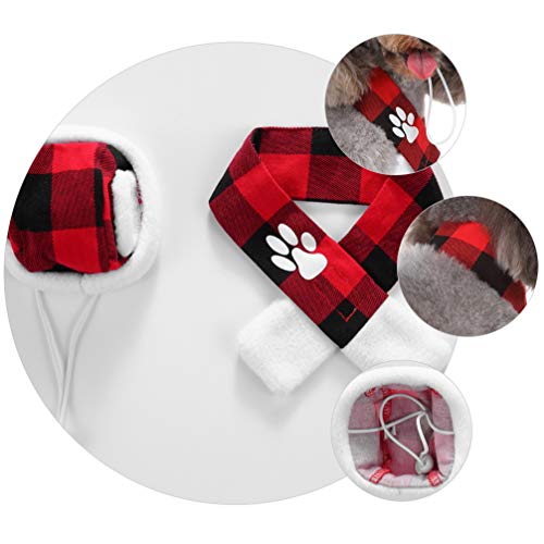UKCOCO 1 Conjunto de Natal Pet Cachecol Santa Hat Cachecol Set Vermelho E Preto Cachecol Pet Cacheco