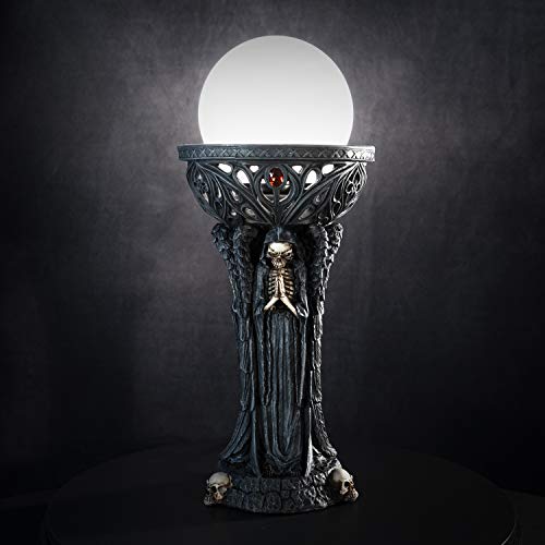 SUMMIT COLLECTION Grim Reaper Gothic Death Dark Angels Prayer Round Orb Table Lamp 3 Sided Santa Muerte Gothic Ossuary Macabre Halloween Haunted House Accent Lamp