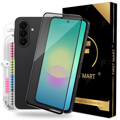 Image of FIRST MART Matte Anti-Glare Tempered Glass for Samsung Galaxy A27 With Installation Kit | Military-Grade Gaming Screen Protector & Cable Guard | Edge to Edge Coverage | Black