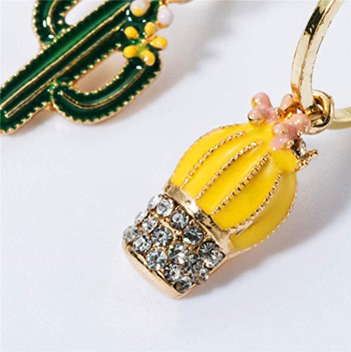 Pendientes de aro de cactus asimétricos de aleación ligera para mujer 4