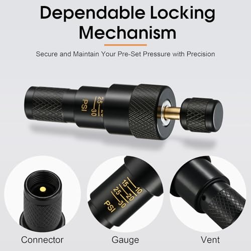 Image of CZC AUTO Automatic Tire Deflator Kit Adjustable (10-30 PSI), 4PCS Screw-On Tire Air Down Tool Tire Deflators Offroad Accessories for Offroad, Jeep & Trucks, 5 Valve Caps & 1 Storage Bag Included