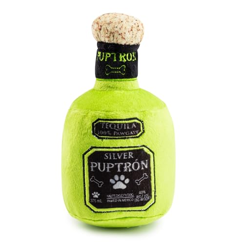 Haute Diggity Dog Puptron Tequila Plush Dog Toy for Small, Medium & Large Dogs, Interactive Funny Parody Squeaky Toys, Soft, Durable, Machine-Washable, Safe & Cute Birthday Gift for Dogs, One Size