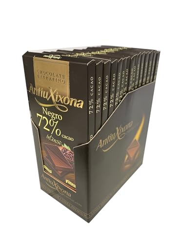 Antiu Xixona Chocolates Premium - Pack 15 (15x100g) Chocolate Negro 72% Cacao - Sin Gluten - Sabor y Aroma Intenso - Chocolate Negro - Alto porcentaje de Cacao - Extrafino