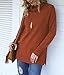 HWOKEFEIYU Women's Turtleneck Sweater Pullover Lightweight Side Split Long Sleeve Sweaters (Orange,Small)